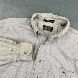 VTG Eddie Bauer Sonoma Heathers Button Up Shirt Beige Long sleeve Mens Medium